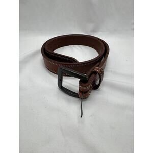 3D Belt Co Leather Belt Mens 1137 Brown Sz 40 Silver Buckle USA 48” Long